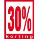 Geponste prijskaart 30% Korting 100st Tfr4530