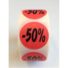 Etiket Ø27mm rood -50% 500/rol Td27511650