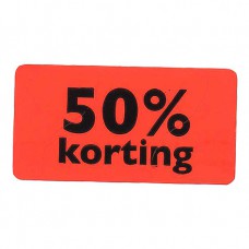 Etiket fluor rood 50% korting 47x25mm 1000st Tpk549708